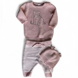 Carter's Pink Knit Bear Three-Piece Set